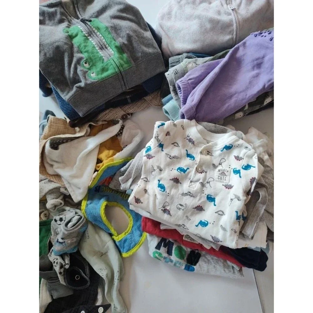 55pcs clothes lot bundle boy 3-9m assortment clothes clothing hoodies pants pj
